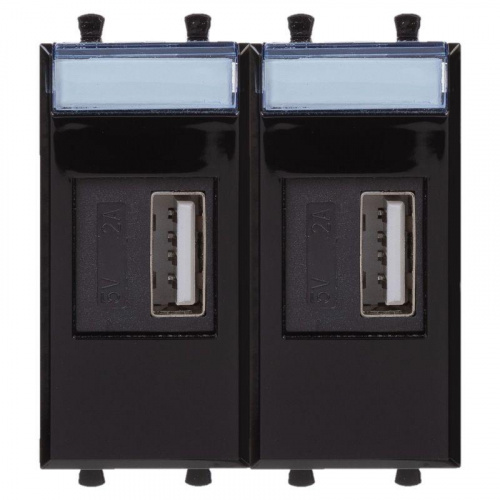 Устройство зарядное USB 2мод. 2.1А Avanti "Черный квадрат" DKC 4402542 в Максэлектро