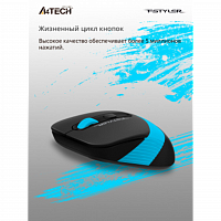 Мышь A4Tech Fstyler FG10S черный/синий оптическая (2000dpi) silent беспроводная USB для ноутбука (4b в Максэлектро