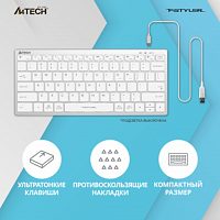 Клавиатура A4Tech Fstyler FX61 белый USB slim LED (FX61 WHITE) в Максэлектро