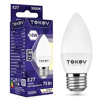 Лампа светодиодная 10Вт С37 3000К Е27 176-264В TOKOV ELECTRIC TKE-C37-E27-10-3K в Максэлектро