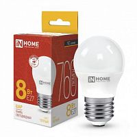 Лампа светодиодная LED-ШАР-VC 8Вт шар 3000К тепл. бел. E27 760лм 230В IN HOME 4690612020563 в Максэлектро