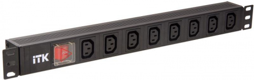 Блок розеток 8 мест PDU 19дюймов IEC320 C13 PH12-8C133 с LED выкл. алюм. профиль1U вход C14 без шнура ITK PH12-8C133 в Максэлектро