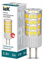 Лампа светодиодная Corn 5Вт капсульная 4000К нейтр. бел. G4 230В керамика IEK LLE-Corn-5-230-40-G4 в Максэлектро