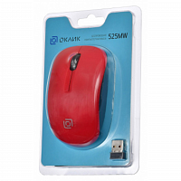 Мышь Оклик 525MW черный/красный оптическая (1000dpi) беспроводная USB для ноутбука (3but) в Максэлектро