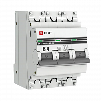 Выключатель автоматический модульный 3п B 4А 4.5кА ВА 47-63 PROxima EKF mcb4763-3-04B-pro в Максэлектро